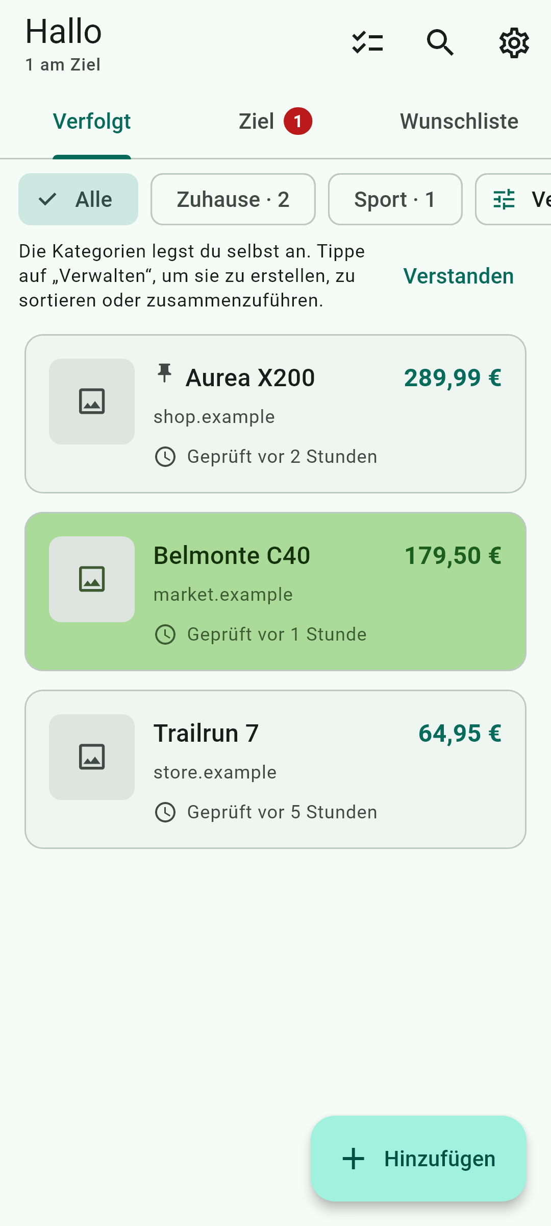 Die Reihenfolge deiner Liste — Dieser Bildschirm, in der App.