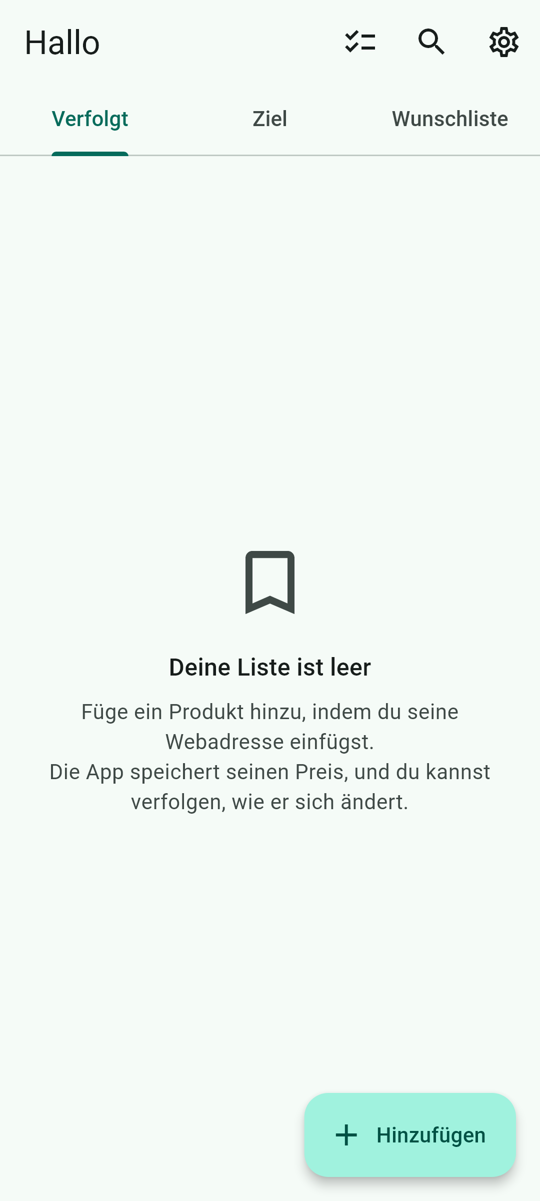 So sieht die App frisch installiert aus.