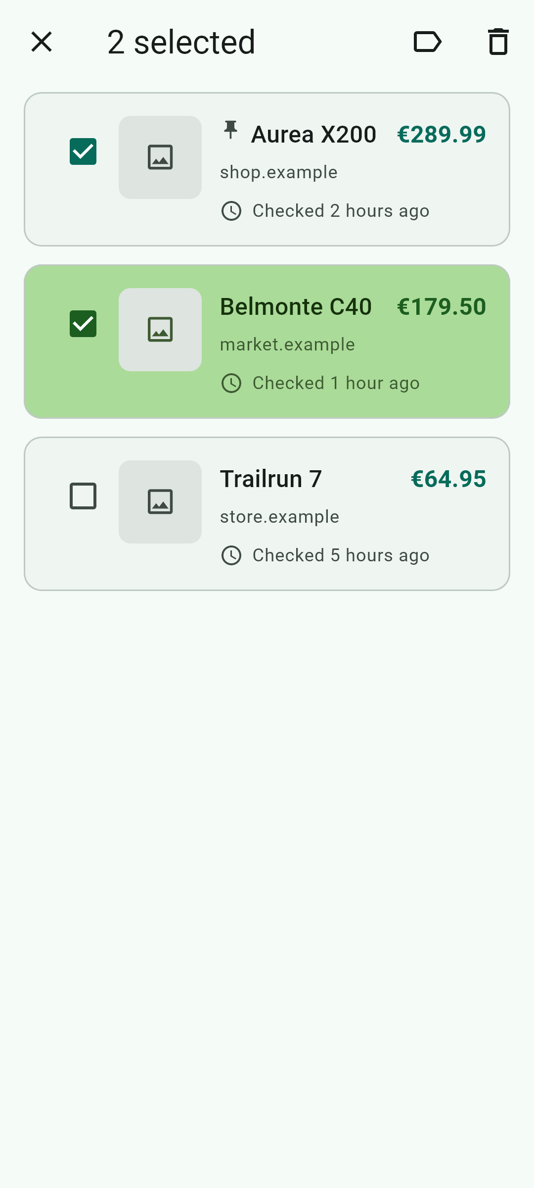 Select and delete several at once — This screen, inside the app.