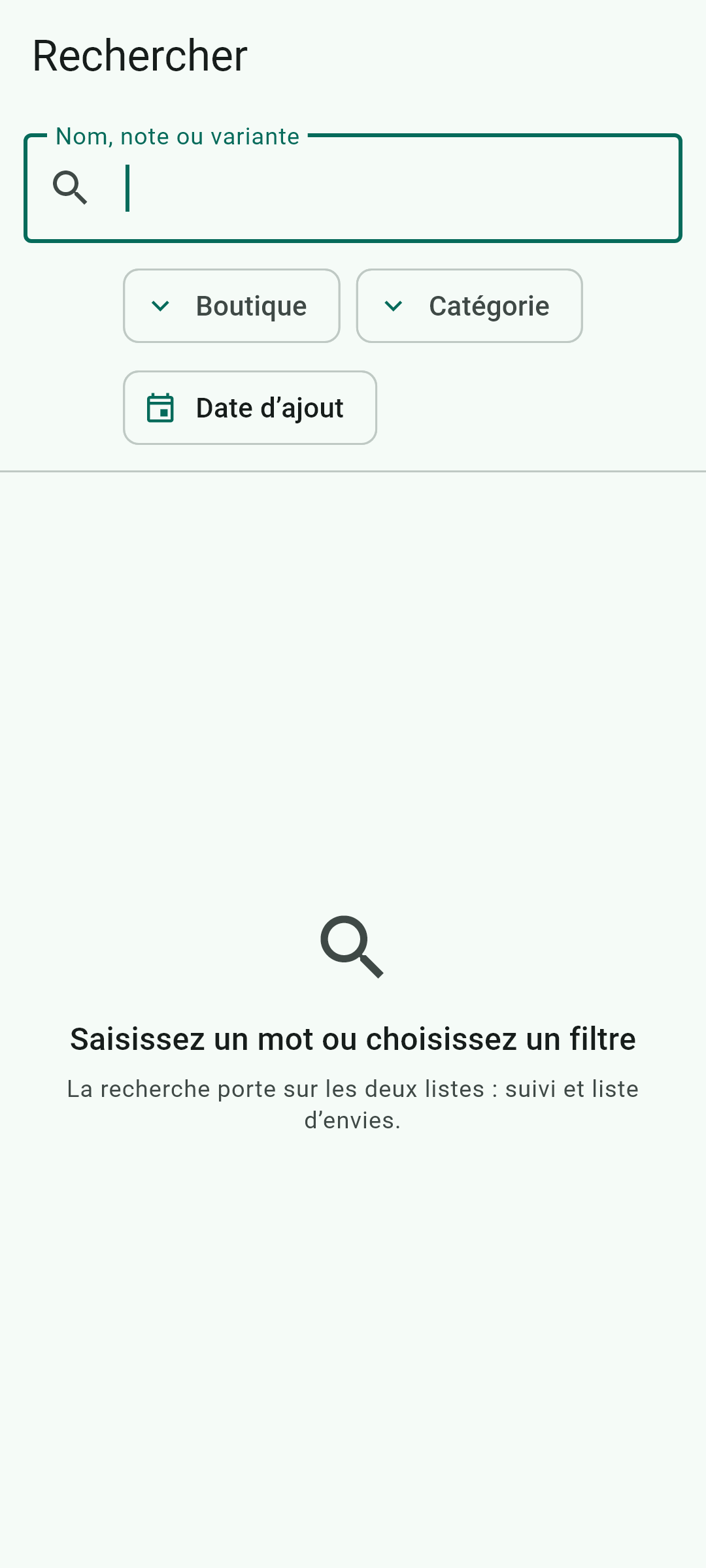 Chercher dans ce que vous suivez déjà, par boutique, catégorie ou date.