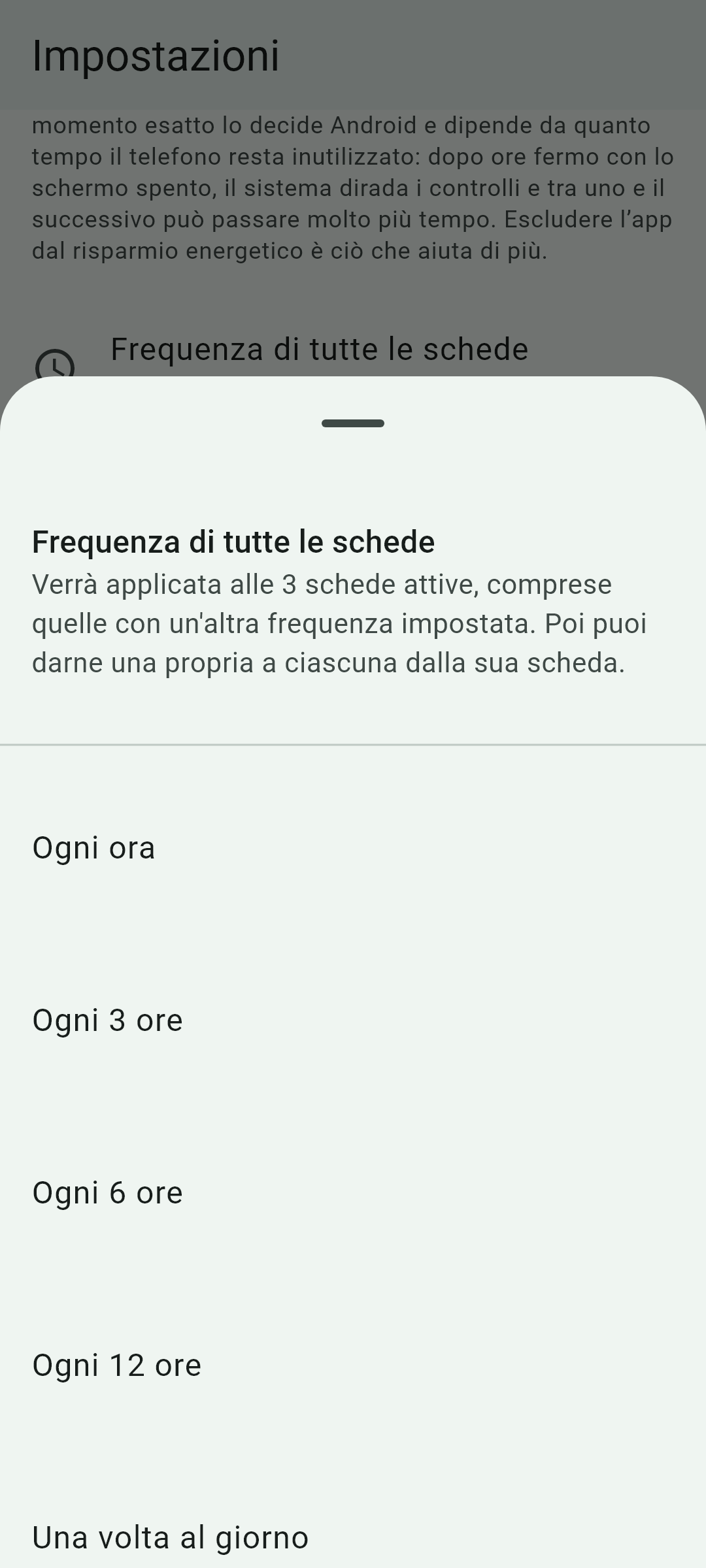 Controllo automatico — Questa schermata, dentro l'applicazione.