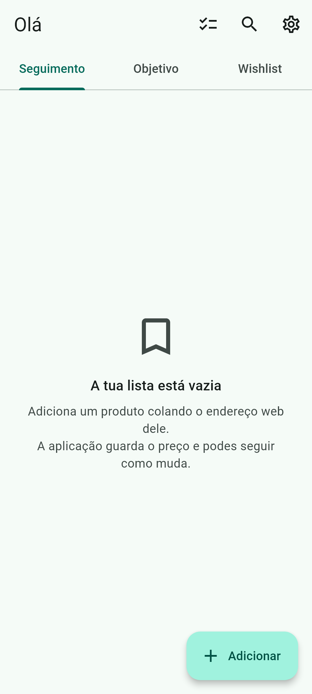 É assim que a aplicação se vê acabada de instalar.